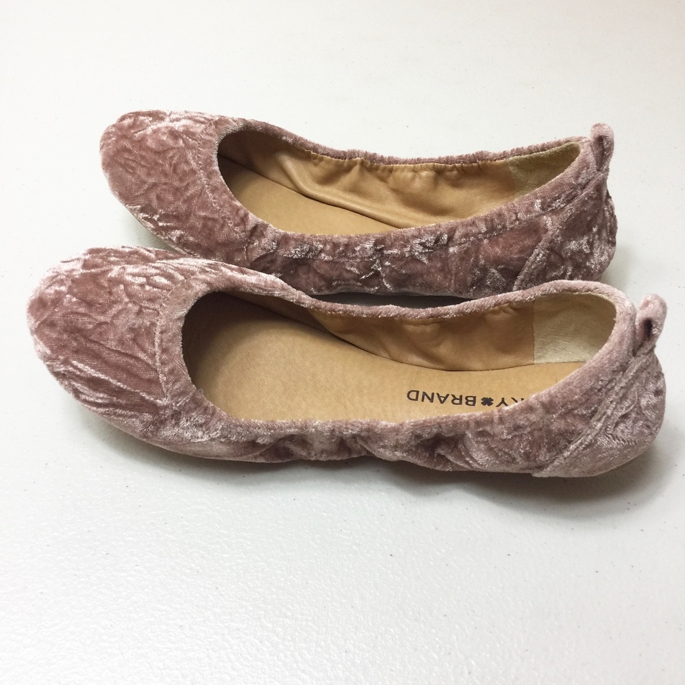 NEW Lucky Brand Crushed Velvet Flats Silver Pink - Picture 4 of 7